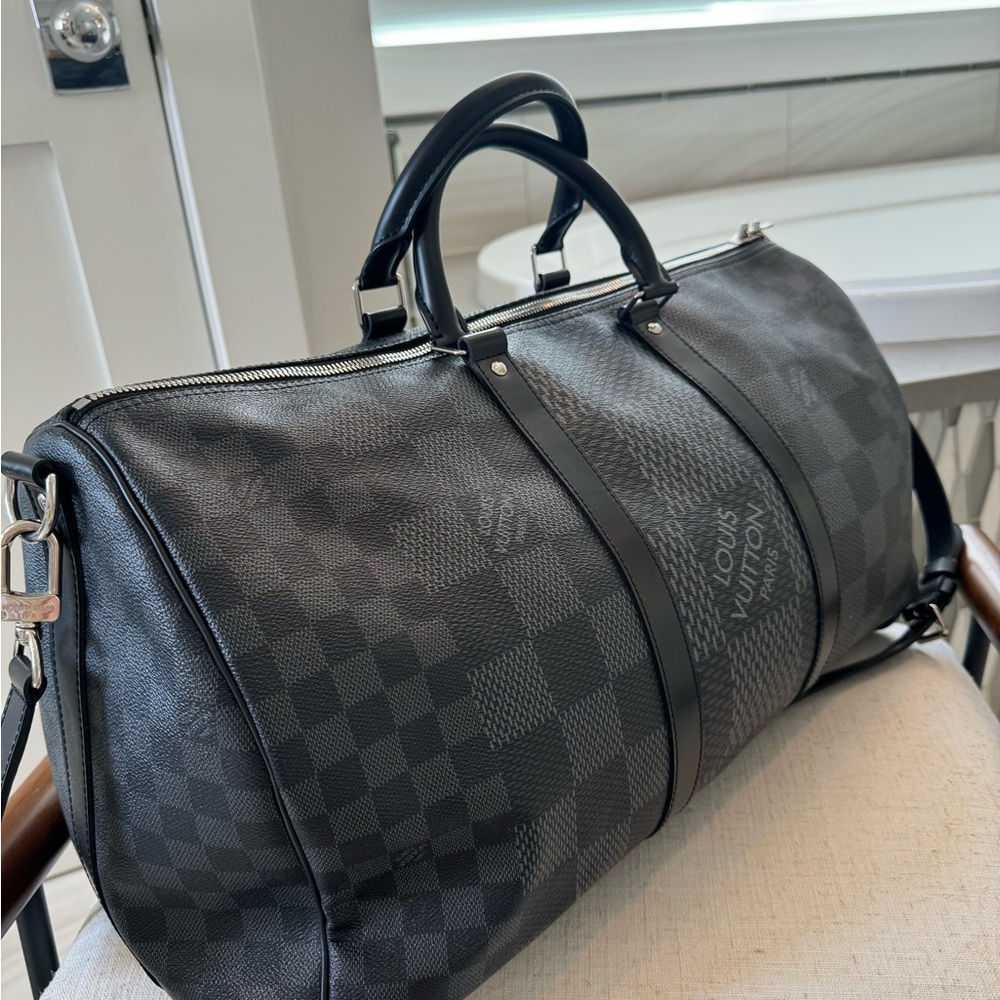 Louis Vuitton Keepall Bandouliere Duffle 55 Black Canvas - Picture 2 of 6